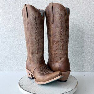 Lane Gallatin Brown Cowboy Boots Western Mid Calf Tall Snip Toe Womens Size 7.5